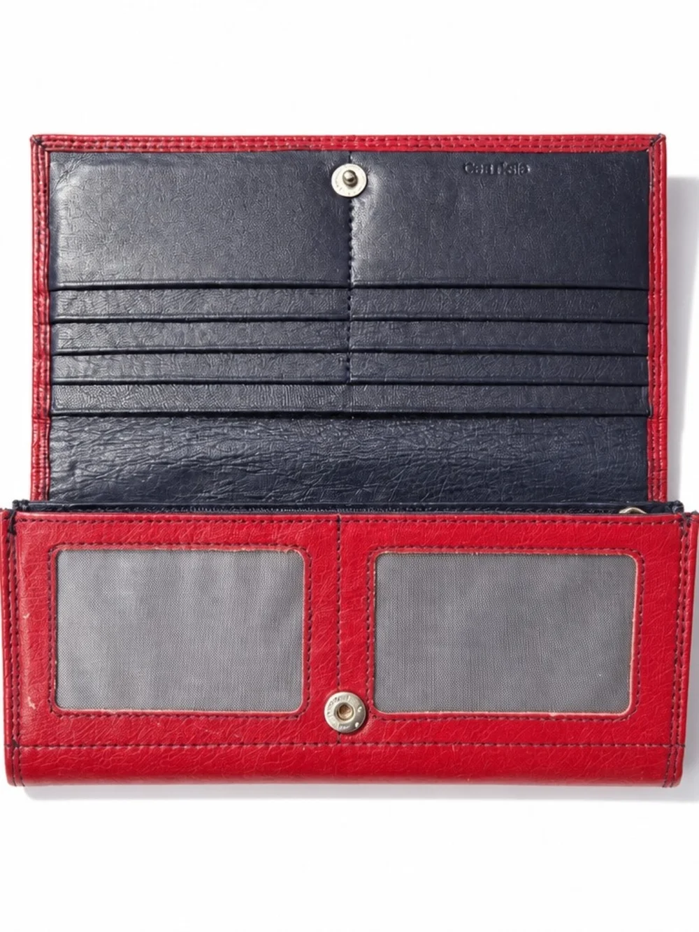 Vera Pelle Red Leather Trifold Wallet